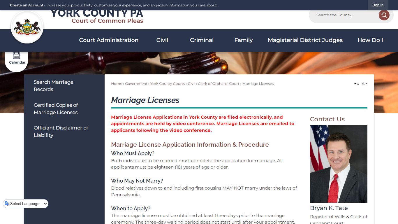 Marriage Licenses | York County, PA