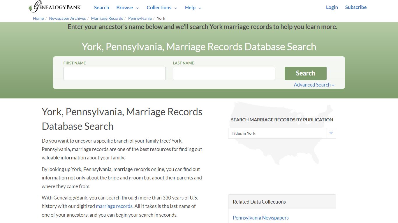 York, Pennsylvania, Marriage Records Online Search - GenealogyBank