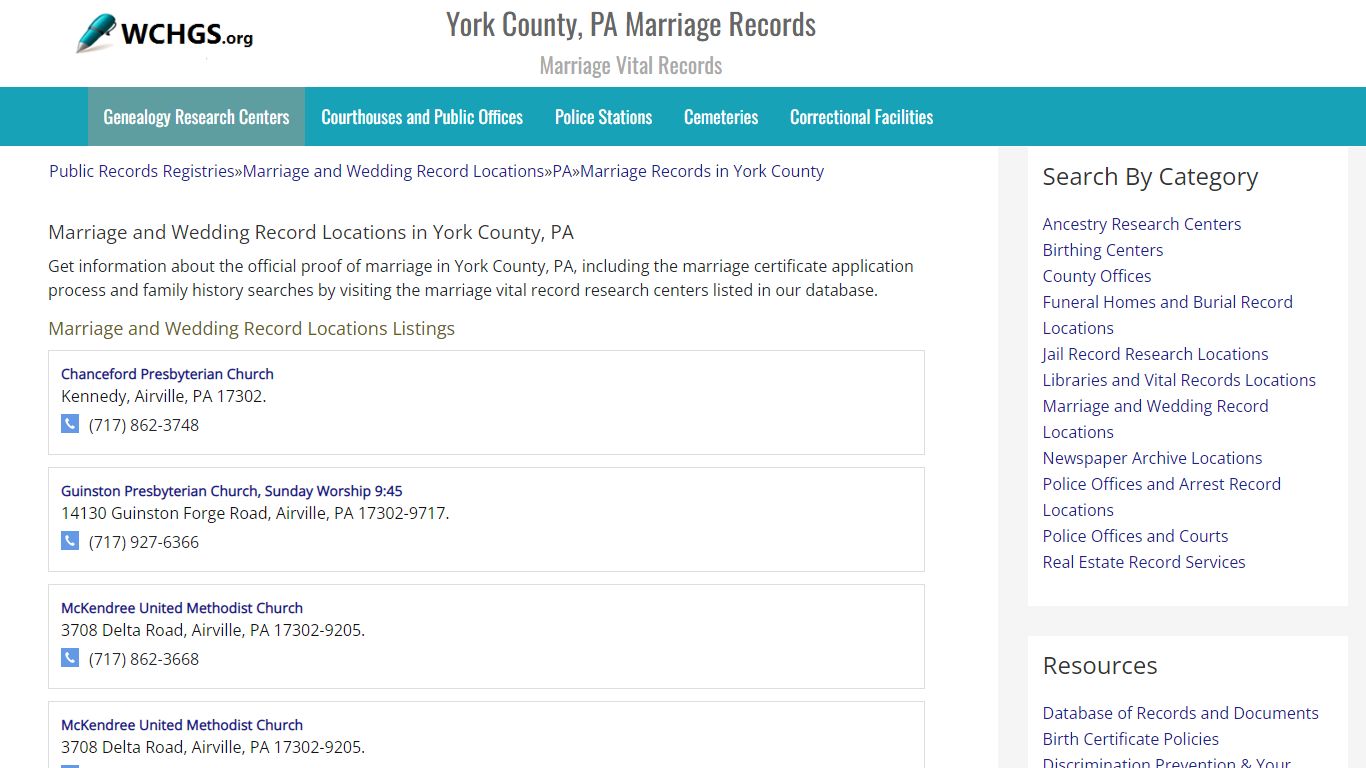 York County, PA Marriage Records - Marriage Vital Records